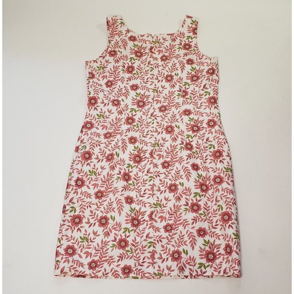 Charter Club Sheath Dress Women's Size 10 Cotton Pink Poppy Floral Zipper VTG - Picture 15 of 16